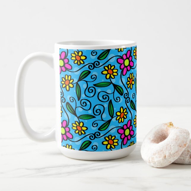 Mug Abstrait de café floral (Avec donut)