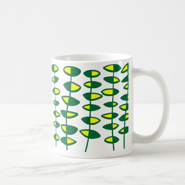 Mug Abstrait de la feuille de rechange - vert et jaune (Droite)