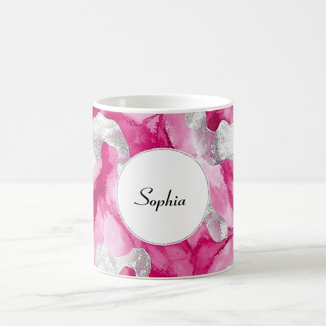 Mug Abstrait de verre d'argent rose (Centre)