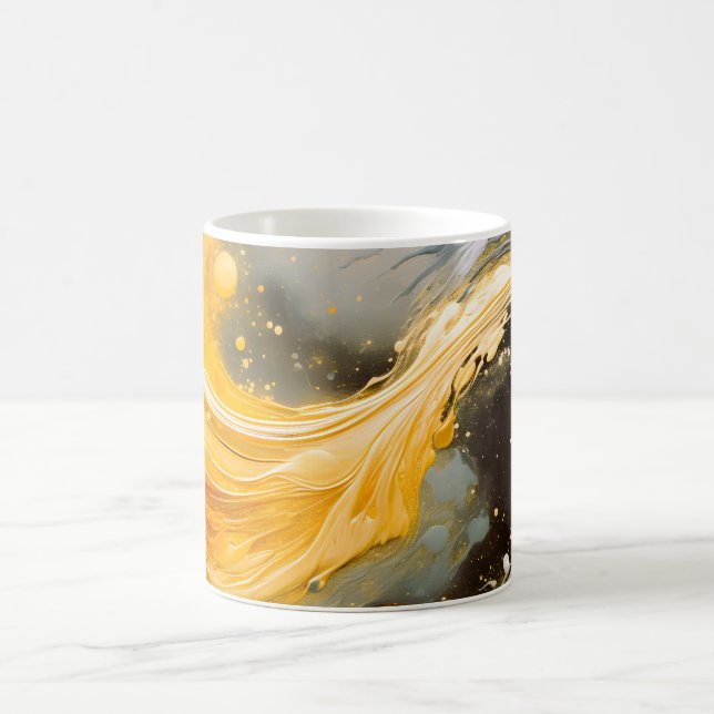 Mug Abstrait Doré Marbre Moderne Vagues (Centre)