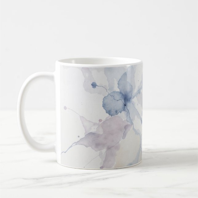 Mug Abstrait éclaboussure d'encre fluide bleu et viole (Gauche)
