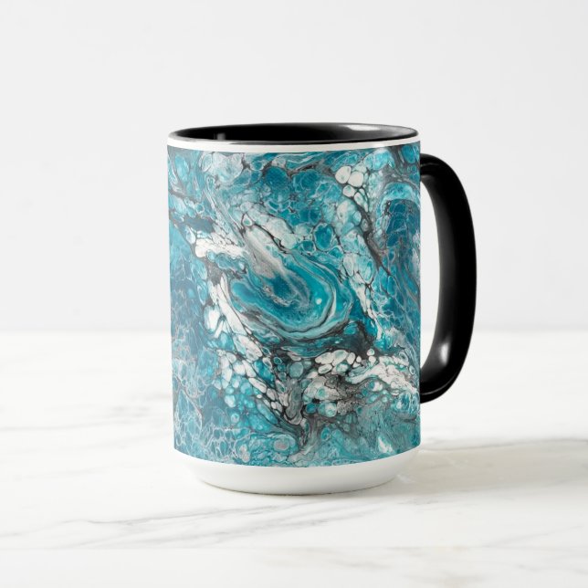 Mug Abstrait en bleu et noir gras (Devant droit)