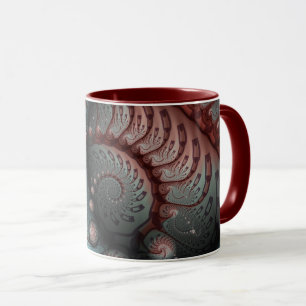 Mug Abstrait Fantaisie Vive Art Fractal Brun Bleu