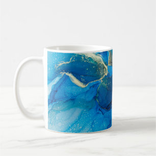 Mug Abstrait fragment bleu et or du backgr coloré