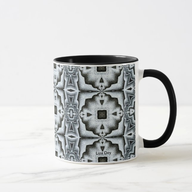 Mug Abstrait géométrique gris bleu (Droite)