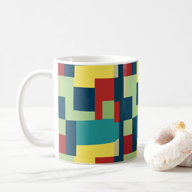 Mug Abstrait Géométrique Moderne Coloré (Avec donut)