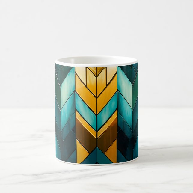 Mug Abstrait Géométrique Moderne Élégant Or Sarcelle (Centre)