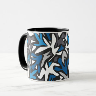 Mug abstrait, géométrique, motif, jeté noir et bleu