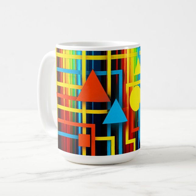 Mug Abstrait Géométrique Rétro Coloré (Devant gauche)