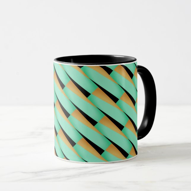 Mug Abstrait géométrique/Turquoise noir & Tans (Devant droit)