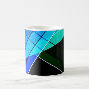 Mug Abstrait, géométrique, vert, bleu, noir