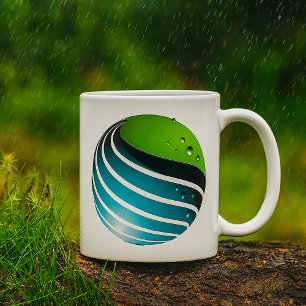 Mug Abstrait Green and Blue Globe Modern Earth
