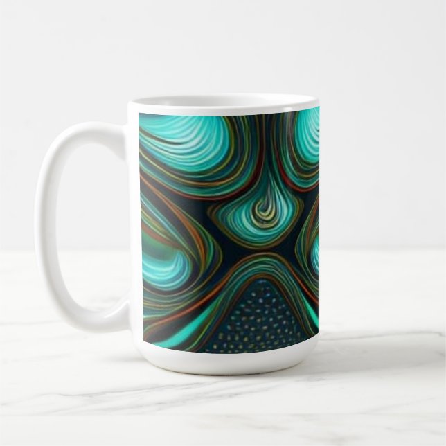 Mug Abstrait Lines Black Gold Turquoise Art (Gauche)