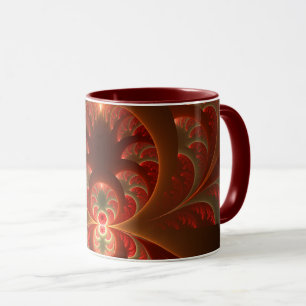 Mug Abstrait lumineux rouge orange moderne Fractal