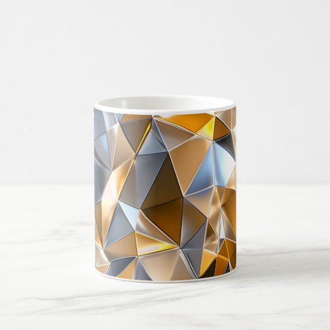 Mug Abstrait Métallique Moderne Or Argent Géométrique (Centre)
