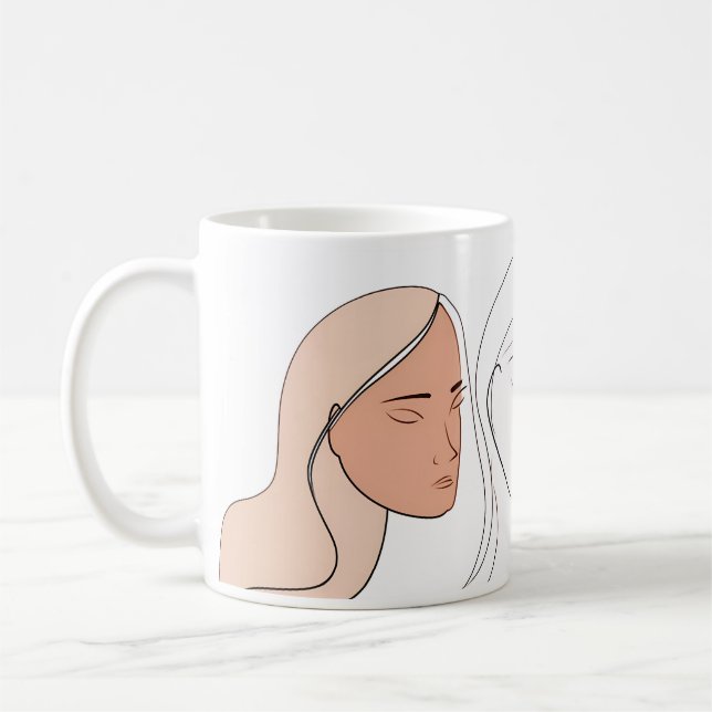 Mug Abstrait Minimaliste D'Art En Ligne (Gauche)
