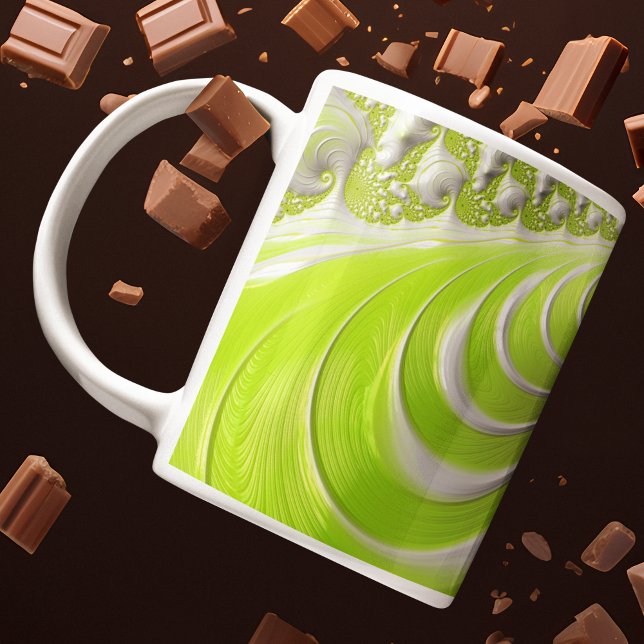 Mug Abstrait Moderne Lime Green Spiral Fractal (Créateur téléchargé)