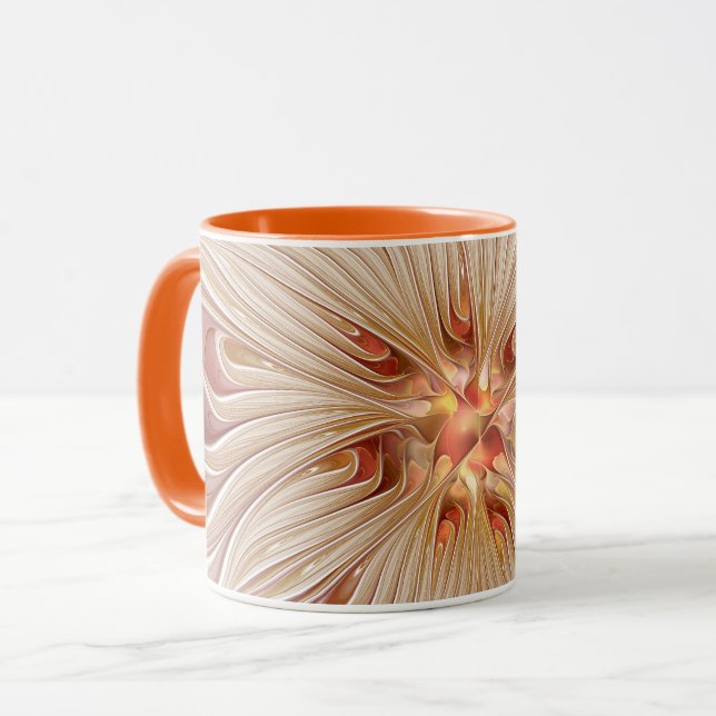 Mug Abstrait Moderne Peach Pastel Flower Fractal Art (Devant gauche)