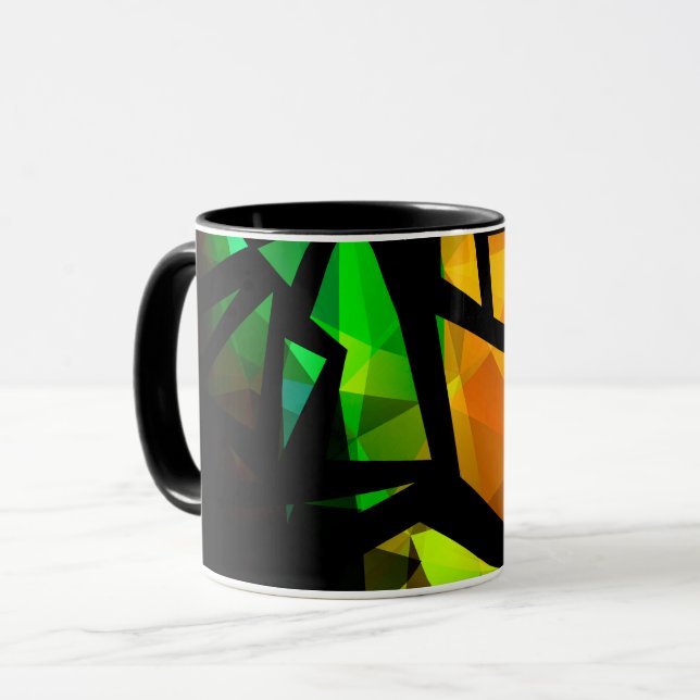 Mug Abstrait moderne polygonal graffiti géométrique da (Devant gauche)