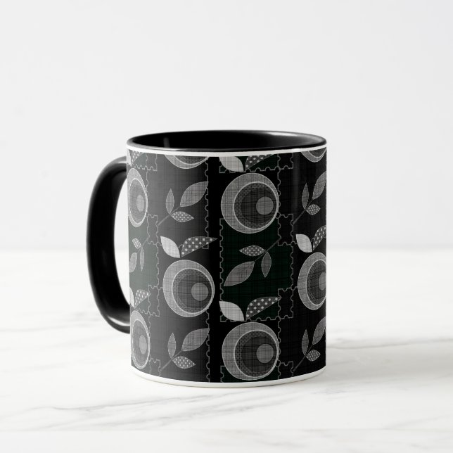 Mug Abstrait moderne pomme fruit feuilles géométrique  (Devant gauche)