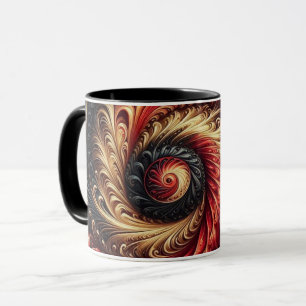 Mug Abstrait Moderne Rouges, Noir et Or