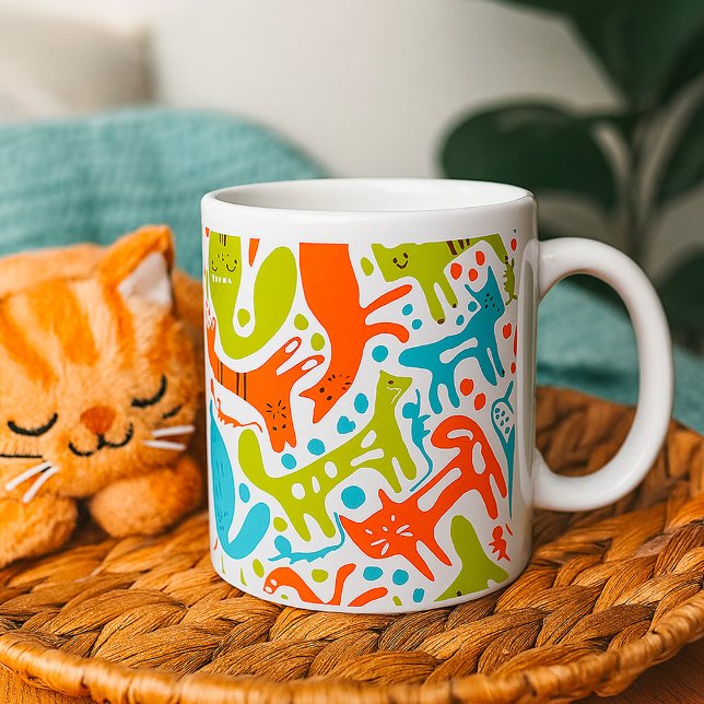 Mug Abstrait Motif de chat Whimsical moderne animal de (Créateur téléchargé)