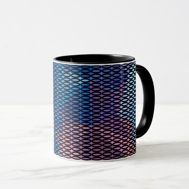 Mug Abstrait, motif multicolore, motif maillé, dentell (Devant droit)