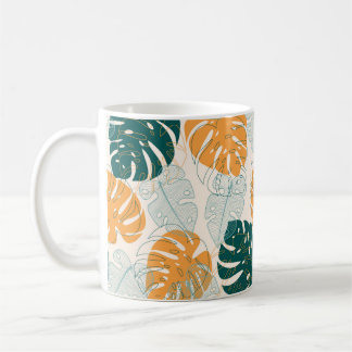 Mug Abstrait motif sans faille avec des feuilles tropi