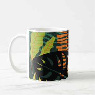 Mug Abstrait motif sans faille avec des feuilles tropi