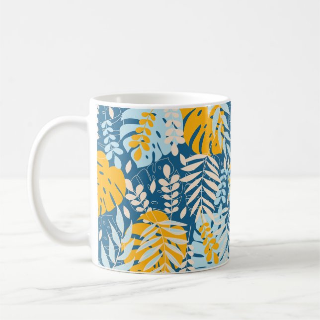 Mug Abstrait motif sans faille avec des feuilles tropi (Gauche)