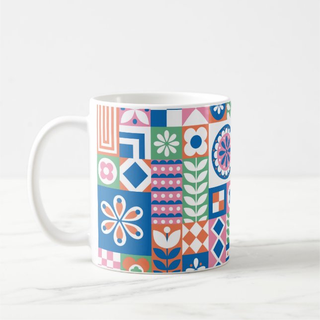 Mug Abstrait motif vintage fleuri. scandinave et  (Gauche)