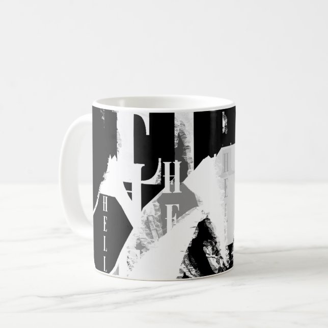 Mug Abstrait noir blanc gris (Devant gauche)