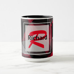Mug Abstrait, noir et rouge, triangle, géométrique, no