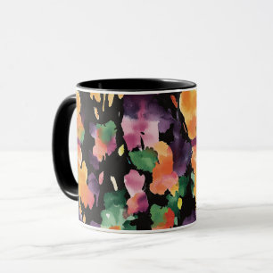 Mug Abstrait Noir Orange Vert Rose Peach