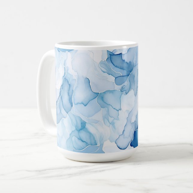 Mug Abstrait Nuances Bleues  (Devant gauche)
