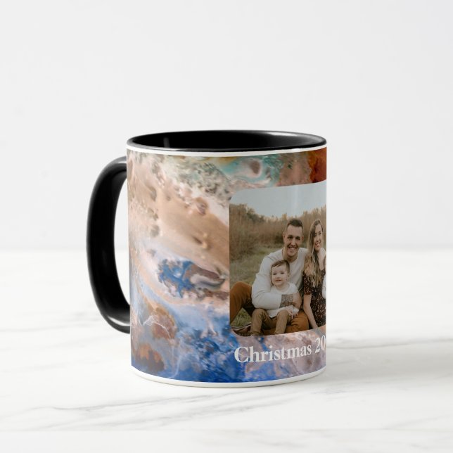 Mug Abstrait plage de sable motif motif en mousse d'ea (Devant gauche)