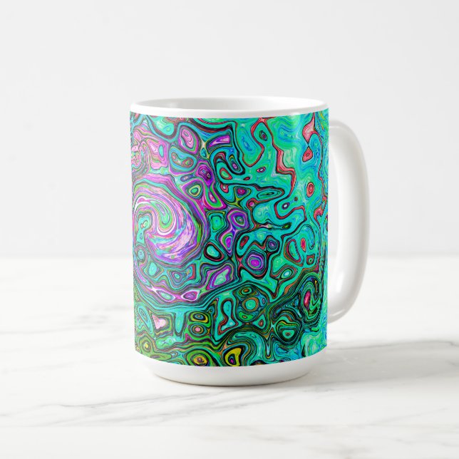 Mug Abstrait Rétro Liquide Tourbillon Groovy Aigue-Mar (Devant droit)