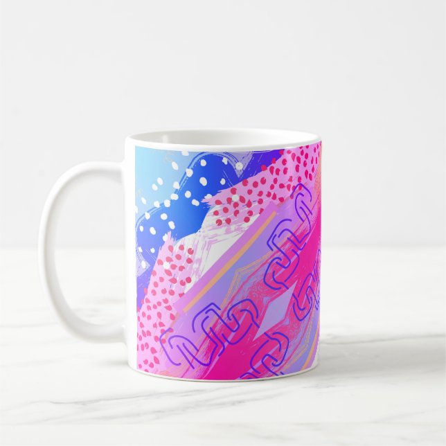Mug Abstrait rose et bleu - Formes pastel douces (Gauche)