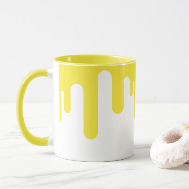 Mug Abstrait simple à goutte jaune (Avec donut)