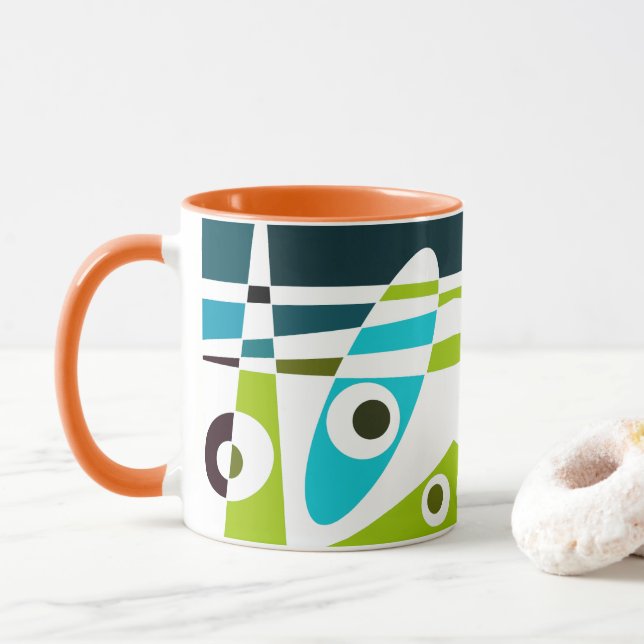 Mug Abstrait Surf Olive Blue Turquoise Planner (Avec donut)