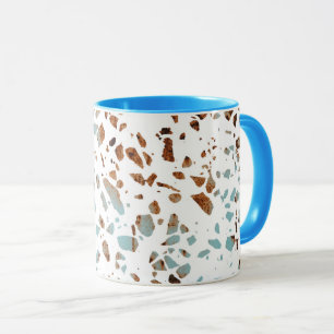Mug Abstrait Terrazzo Mosaic rouille Brown & Motif ble