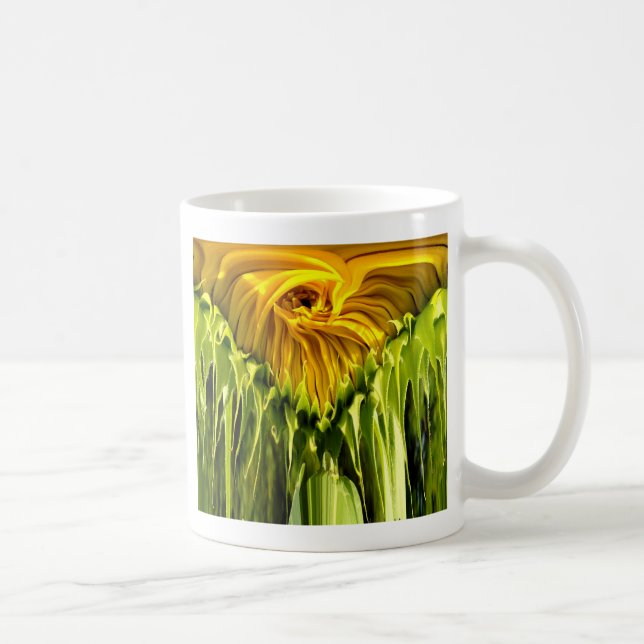 Mug Abstrait tournesol rétro funky, géométrie effrayée (Droite)