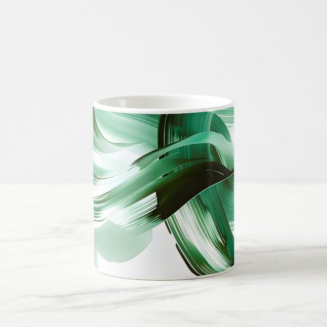 Mug Abstrait Traits de Pinceau Vert Minimal Moderne (Centre)