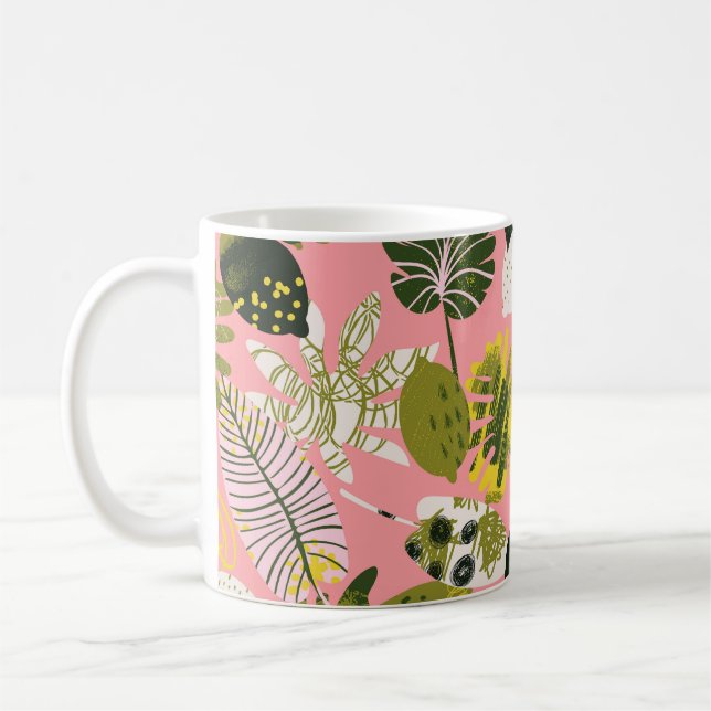 Mug Abstrait Tropical Colorical Feuille Motif (Gauche)