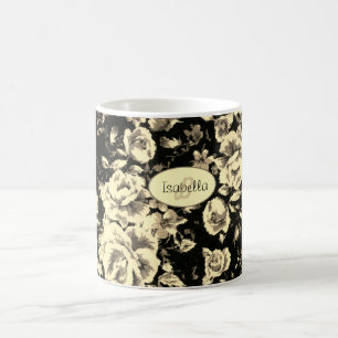 Mug Abstrait verre pétillant fleuri vintage Monogramme
