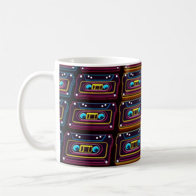 Mug Abstraite bande Cassette musique rétro néon de bac (Gauche)