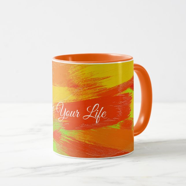 Mug Abstraite brosse colorée contourne texture.text. (Devant droit)