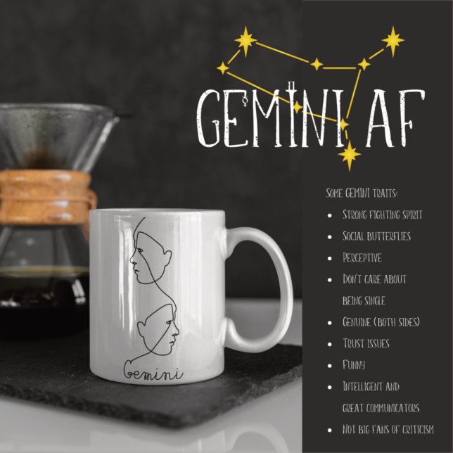 Mug Abstraite ligne profil visage Art Gemini signe Zod (Créateur téléchargé)