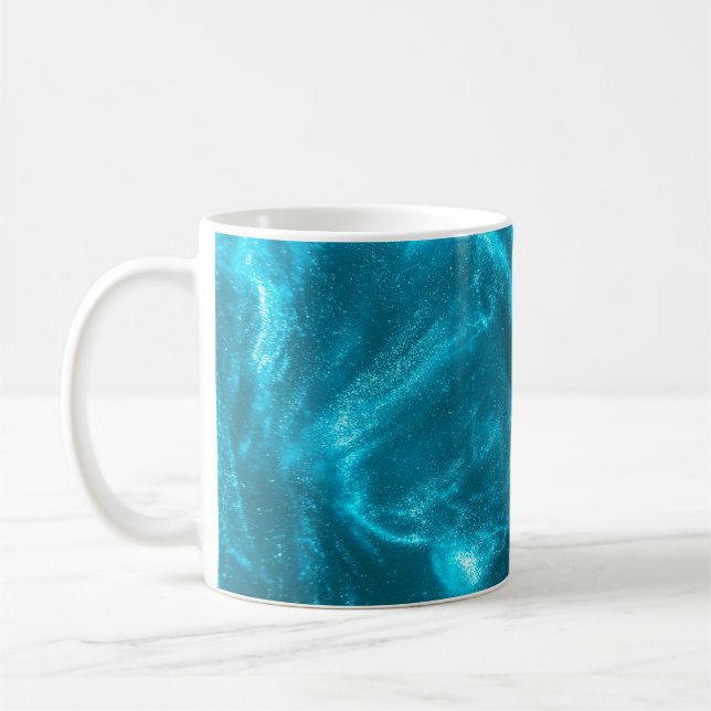 Mug Abstraite parties scintillant bleue menthe (Gauche)