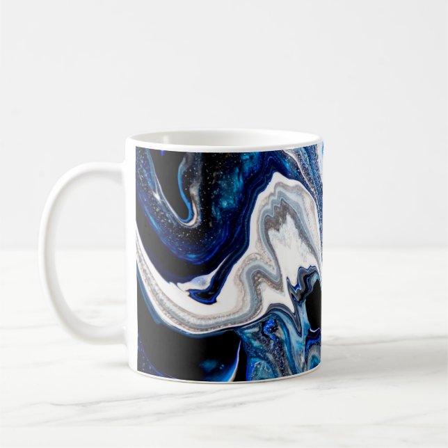 Mug Abstraite texture liquide en blanc argenté (Gauche)
